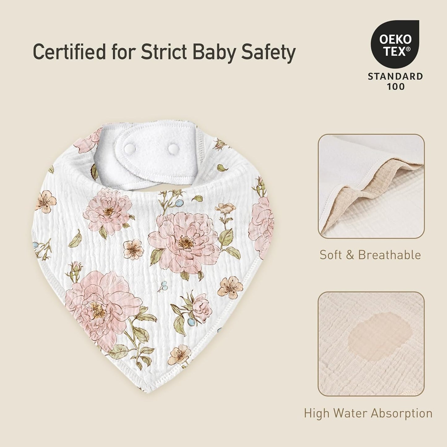 Muslin Baby Bibs 8 Pack, Baby Bandana Drool Bib for Drooling and Teething, Cotton Soft Absorbent for Girls Boys