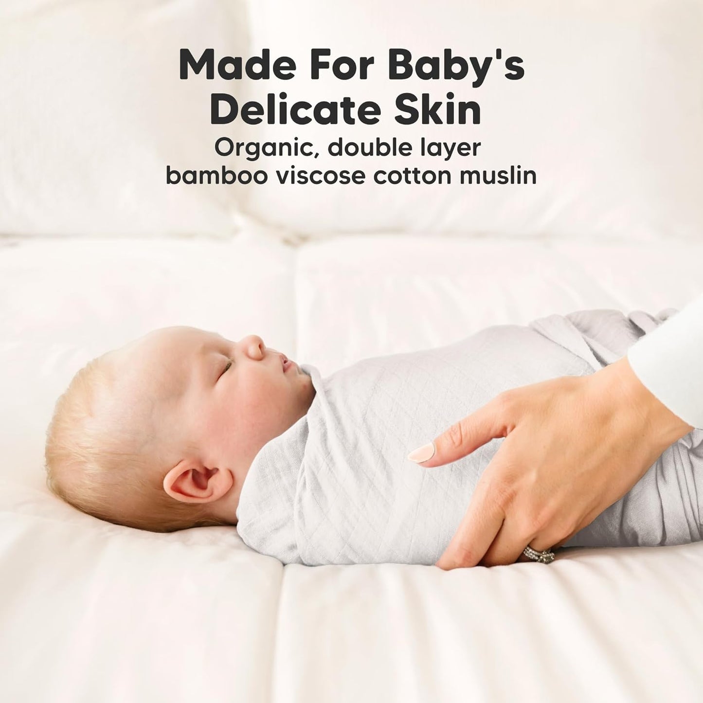 4-Pack Muslin Swaddle Blankets for Boys, Girls - Organic Baby Swaddles for Newborns, Soft & Breathable Receiving Baby Blankets for Girl, Boy, Neutral, Newborn Essentials Gift (Nimbus)