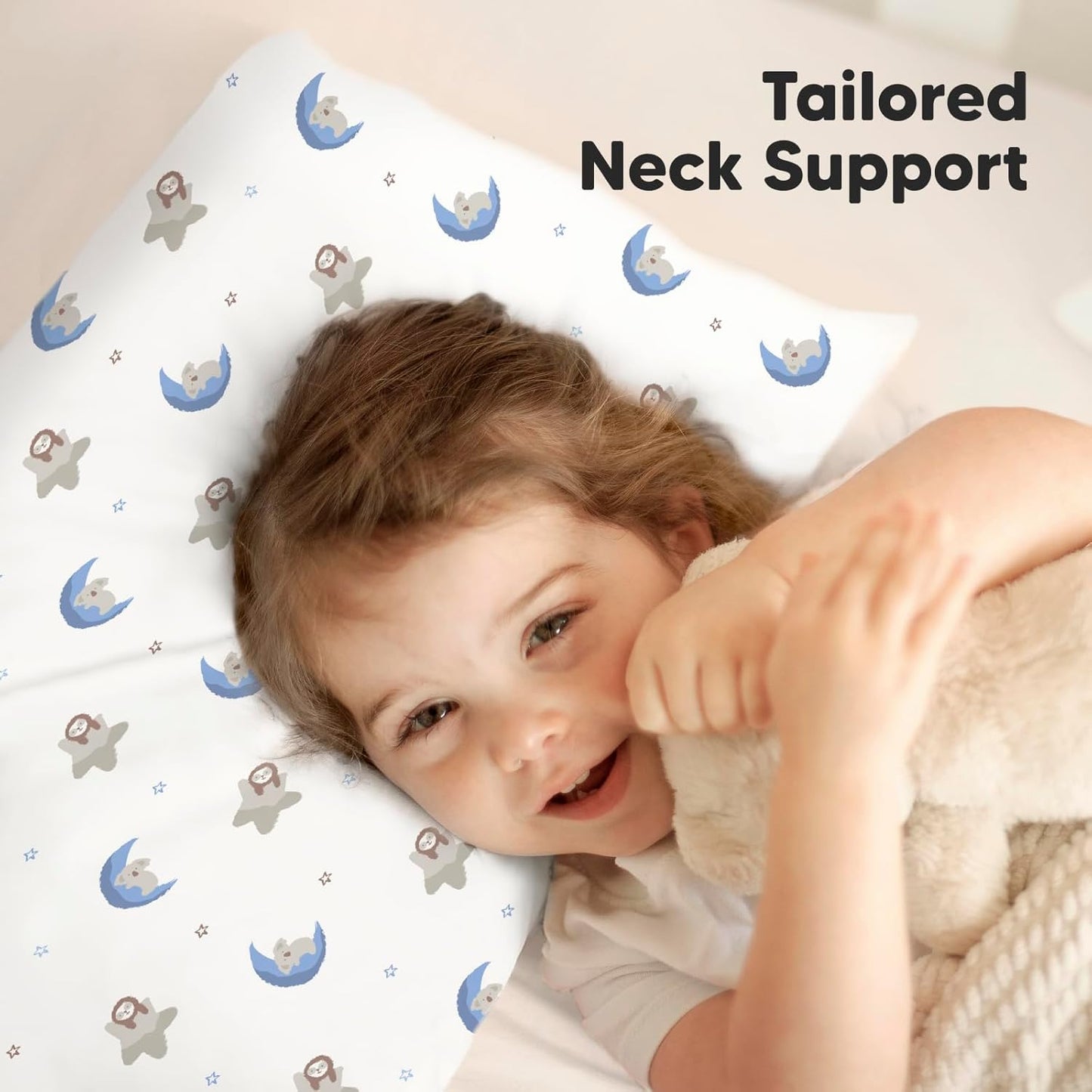 KeaBabies Toddler Pillow with Pillowcase, Jumbo 14X20 - Soft Organic Cotton Toddler Pillows for Sleeping - Machine Washable - Perfect for Travel, Toddler Bed Set (Space Drift)