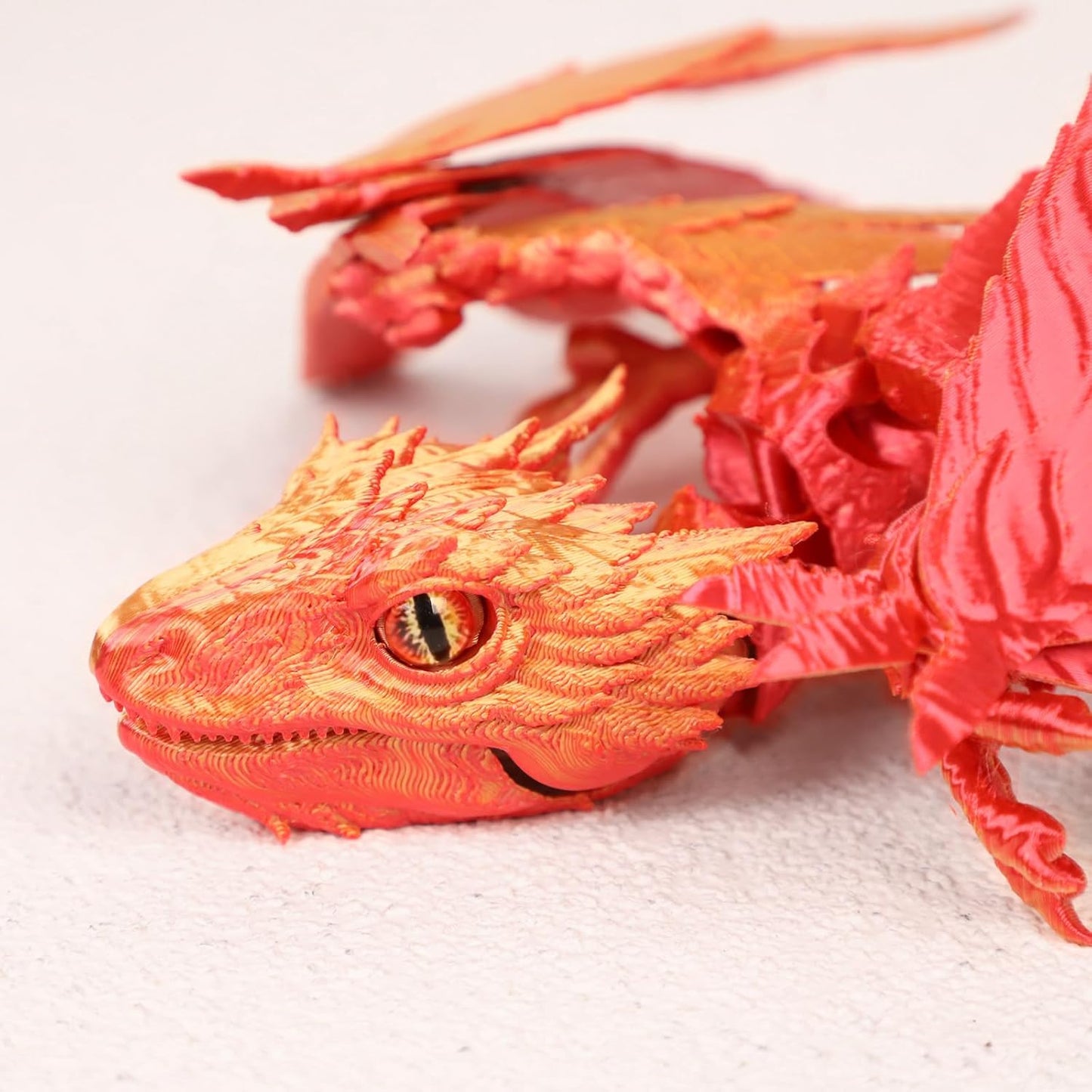 3D Printed Feathered Wyvern Dragon, 3D Printed Dragon with Wings,Adjustable Wings and Simulated Glasses Articulated Dragon Crab Toy, Desktop Pet Toy, Home Office Decor (Red)