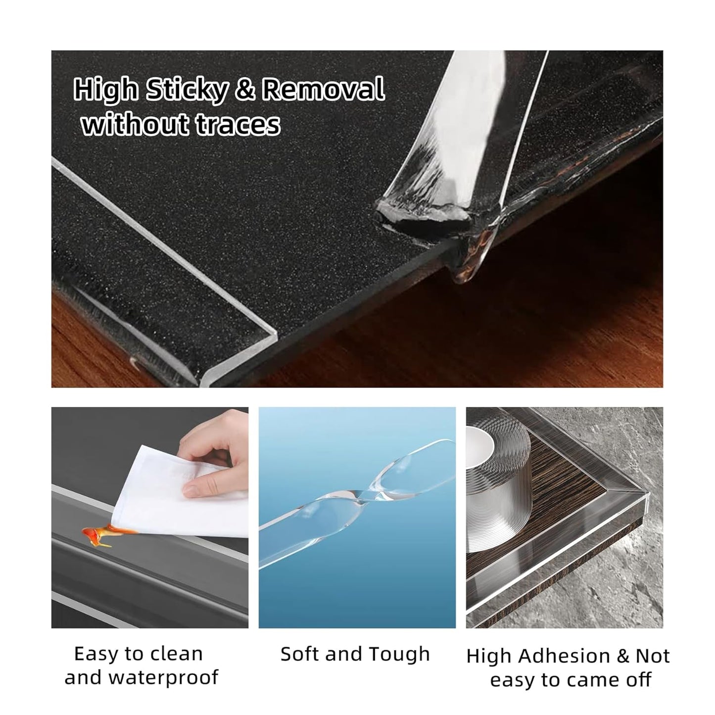 1.57 in x 9.84 FT,Clear Edge Protector Strip Sharp Edge Wrap Cover Tape,Self Adhesive Protective Bumper Guards for Cabinet Door Desk Glass Table Bed Furniture, Kitchen Countertop, Waterproof