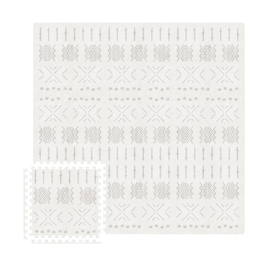 MOON WALKERS Stylish Boho Baby Play Mats for Floor,(6x6ft) Play Mat for Babies and Toddlers, Non-Toxic, Soft, Thick, Tummy Time Mat for Crawling (Extra Large 9 Tiles, Ivory Aztec)