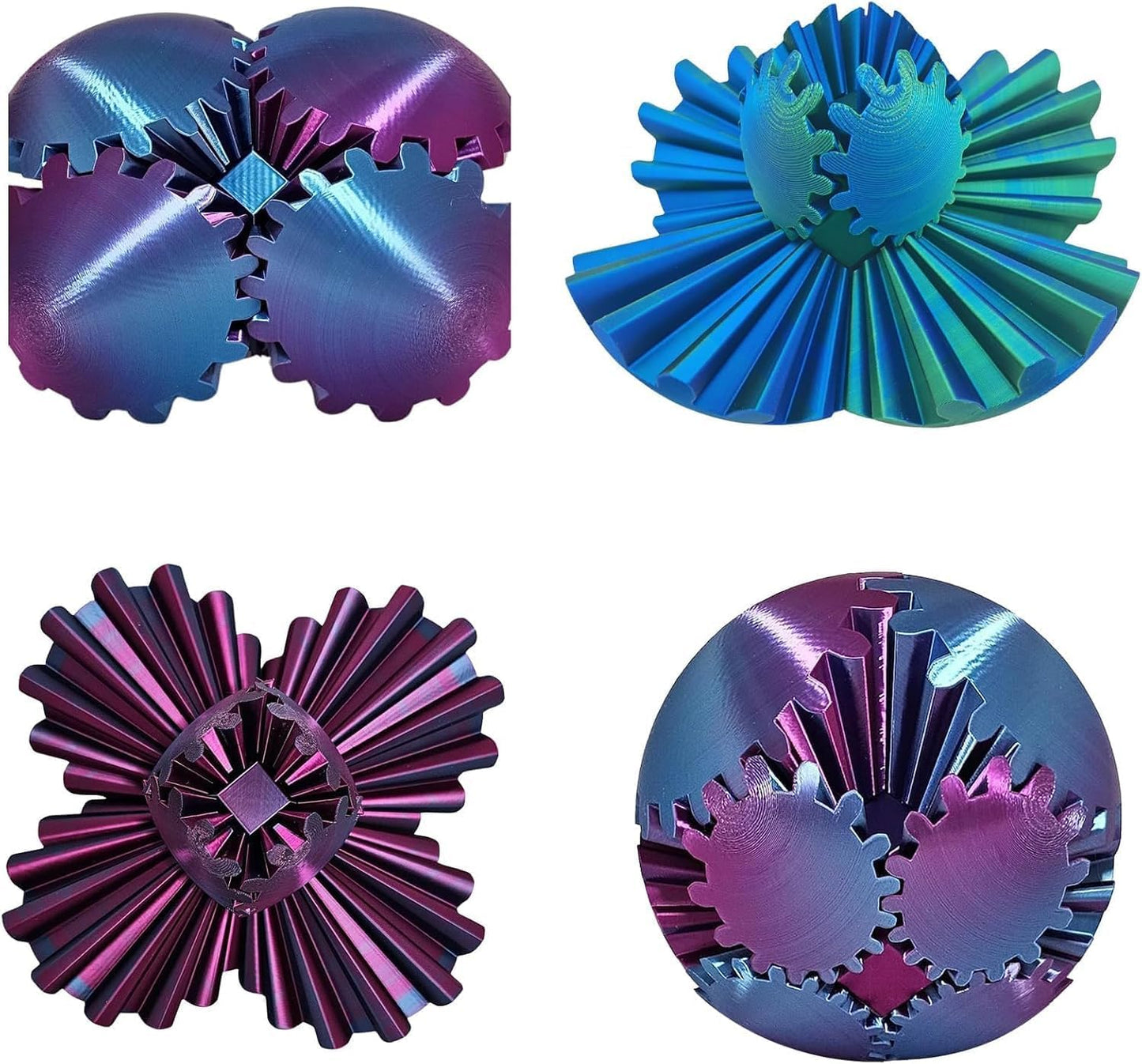 Gear Ball Gear Sphere 2 Pcs 3D Printed Gear Cube Fidget Toys Spin Ball Gear Sphere Puzzle Stress Cube Desk Toys Creative Gifts for Adults Kids(2 Pcs-8)
