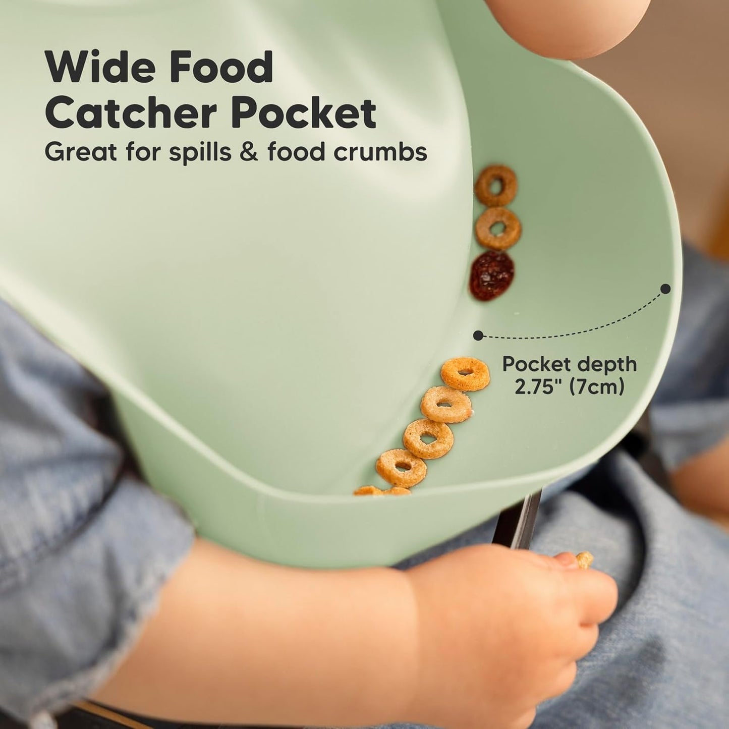 KeaBabies 2-Pack Silicone Baby Bibs for Eating - Sturdy Food-Grade Silicone Bibs for Babies Girl, Boy, Large Food Catcher, Clean & Put On Easily, Waterproof Toddler Feeding Essentials (Forest)