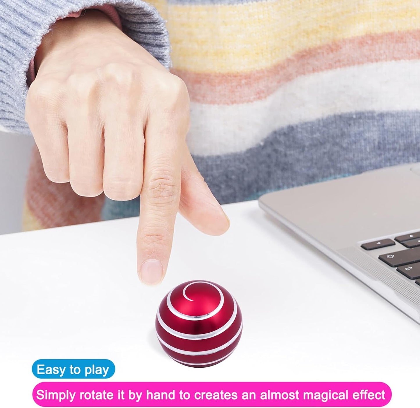 Desk-Fidget-Toys for Kinetic-Toy: Cool-Gadgets Cool-Stuff for Adults Kids Teens, Spinning Up to 180 Seconds, Stress Relief Toy for Christmas Optical-Illusion Gift for Office School Home Women Men