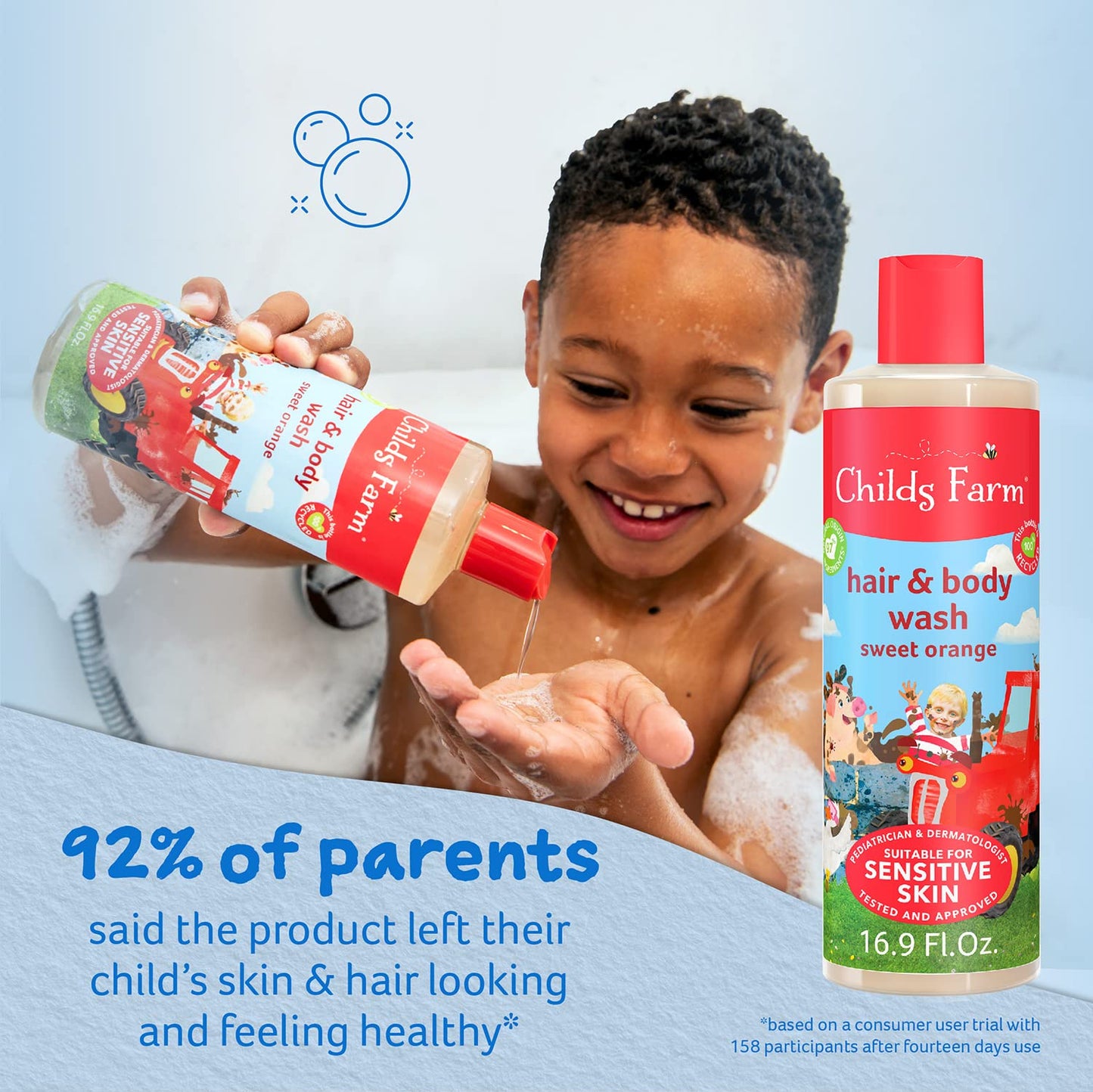 Childs Farm, Kids Hair & Body Wash for Dry, Sensitive Skin, Organic Sweet Orange, Gently Cleanses, Vegan, Cruelty-Free, 16.9 fl oz