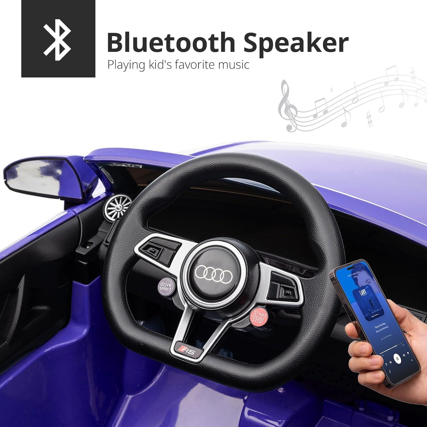 Kids Electric Car, Licensed Audi 6V Kids Ride on Toy Car for Toddlers with Remote - Dark Blue