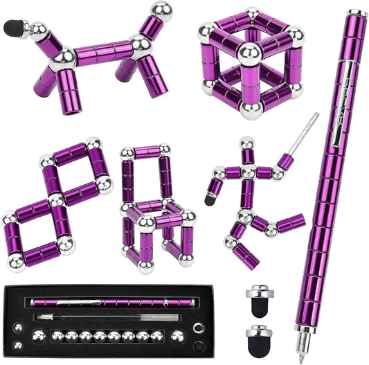 Fidget Pen,Magnetic Pen， Decompression Magnetic Fidget Toy Pen, Magnet Pen Fidget Toy Relieve Pressure Novel Toy Gifts for Kids or Friends! (Purple)