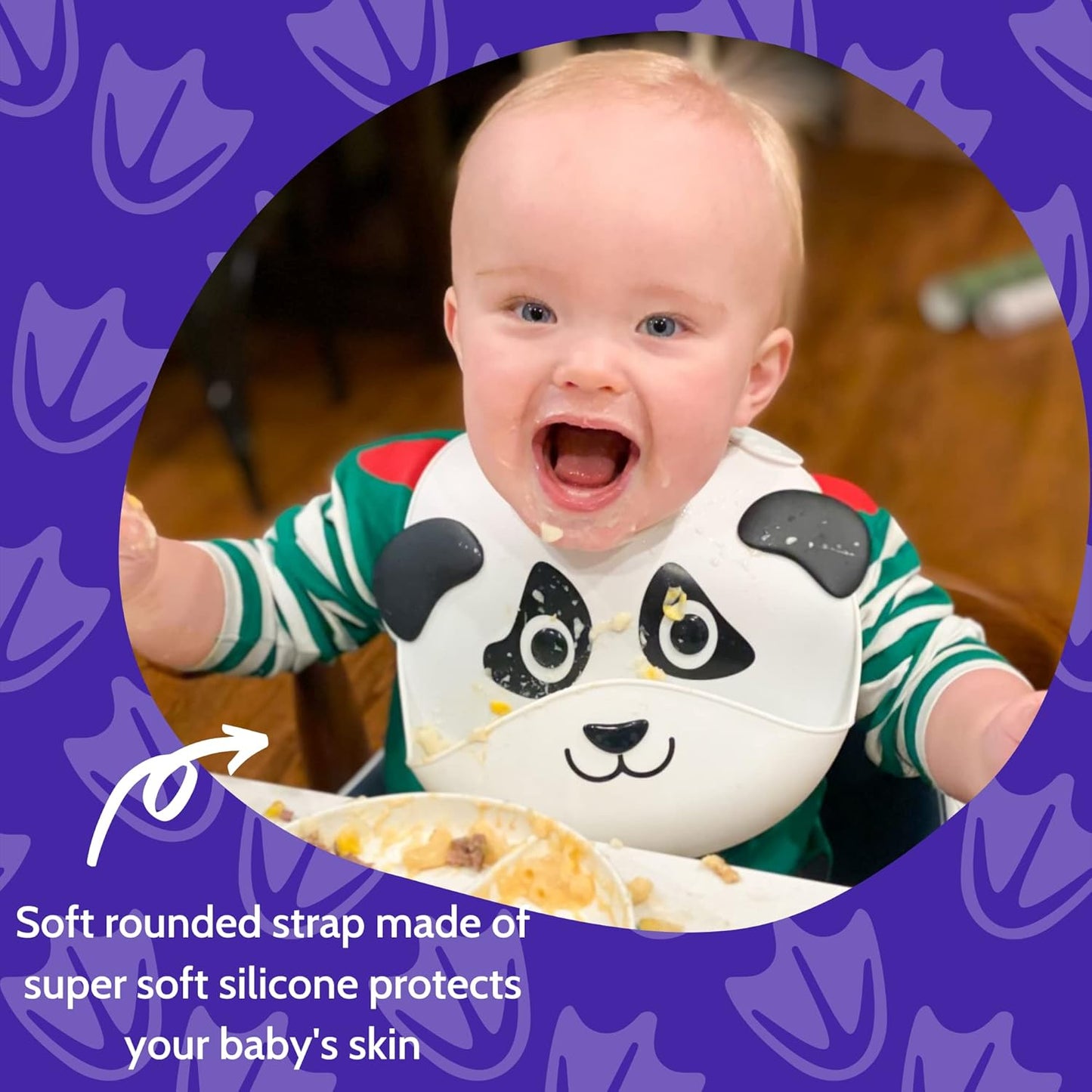 Silly Goose Set of 2 Silicone Animal Baby Bibs for Babies and Toddlers, Waterproof, Adjustable, Soft, Extra Wide Food Catcher Pocket (2PK Panda+Bear)