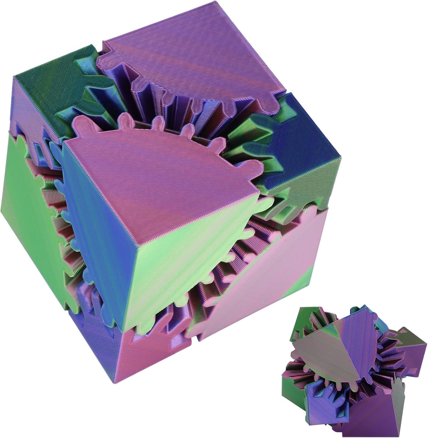 3D Printed Fidget Gear Cube - 3D Printed Cube Fidget Toy Gear, Fidget Toy, Cube Stress Anxiety Relief Toys, Relaxing Hand-Held Adults Desk Toy, for Families and Offices to Relieve Stress