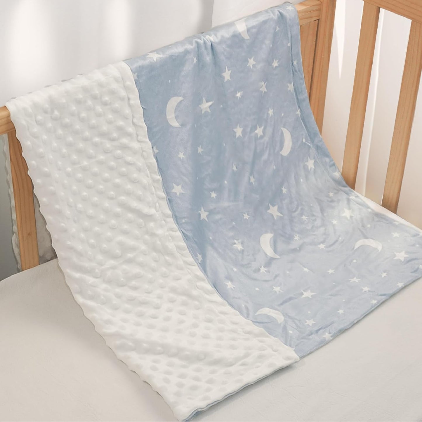 Star Baby Blanket 30 x 40 Inches for Boys Girls, Soft Plush Receiving Blanket with Dotted Back, Gift for Toddler Newborn Infant Christmas Birthday Baby Shower