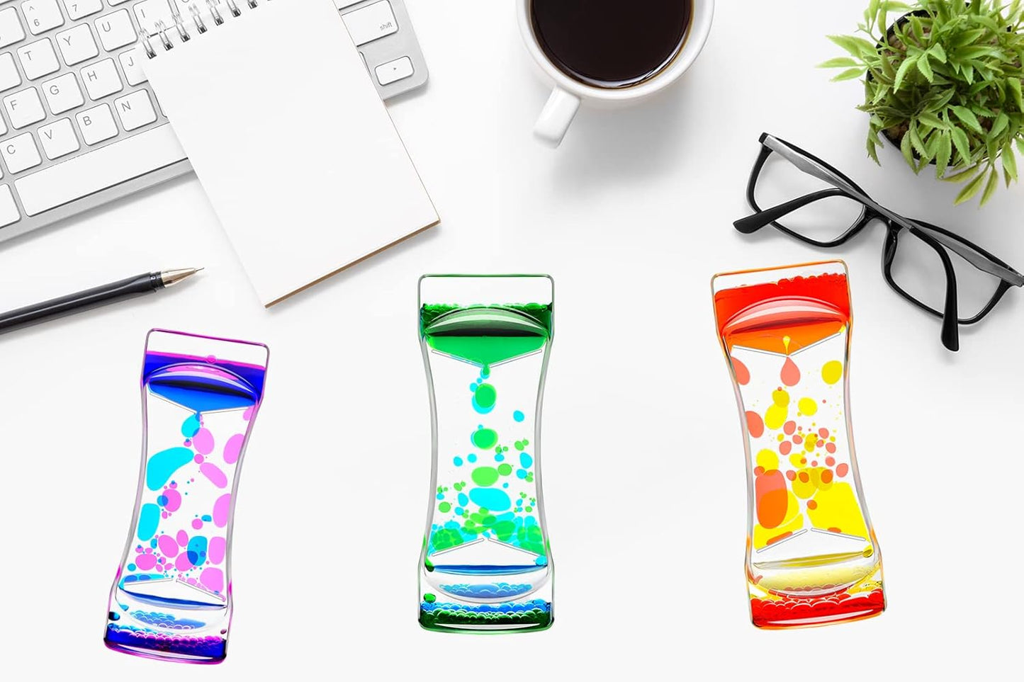 Liquid Motion Bubbler Timer Set of 3 for Sensory Toys, Drop Oil Water Timers for Fidget Toy, Autism Toys, Relaxing Activity, Home Office Desk Toys, Christmas Stocking Filler Gift