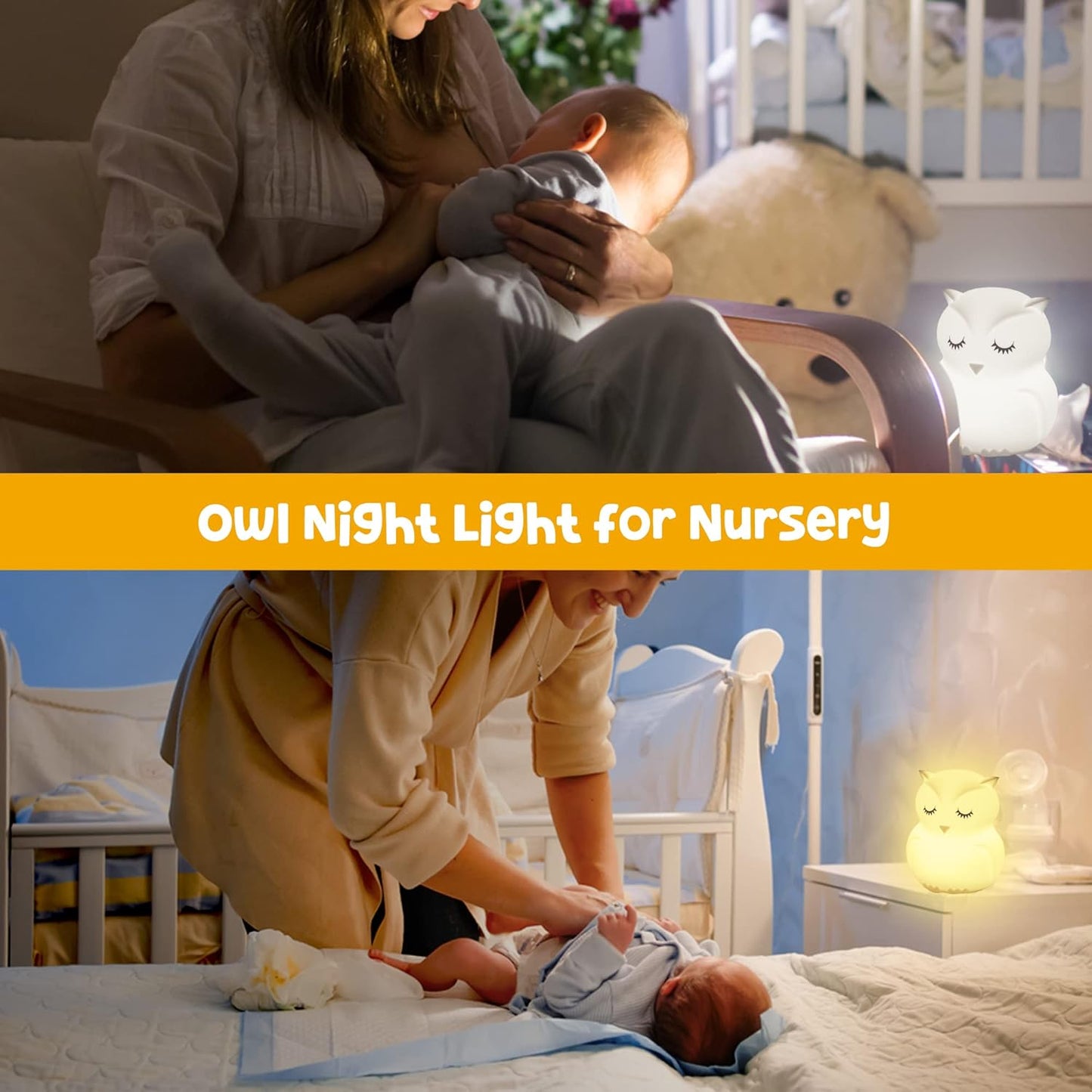 Owl Night Light for Toddler Baby Nursery Night Lamp Children Room Decor Silicone Kids Night Lights with Remote Control
