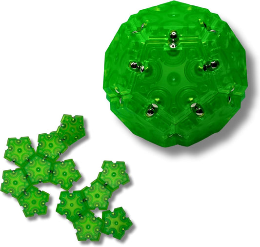 Four Brothers Geode Magnetic Fidget Sphere Set | Mesmerizing 12-Piece Pentagon Design in Green | Fun Desk Gadgets and Quiet ADHD Toys Idea!
