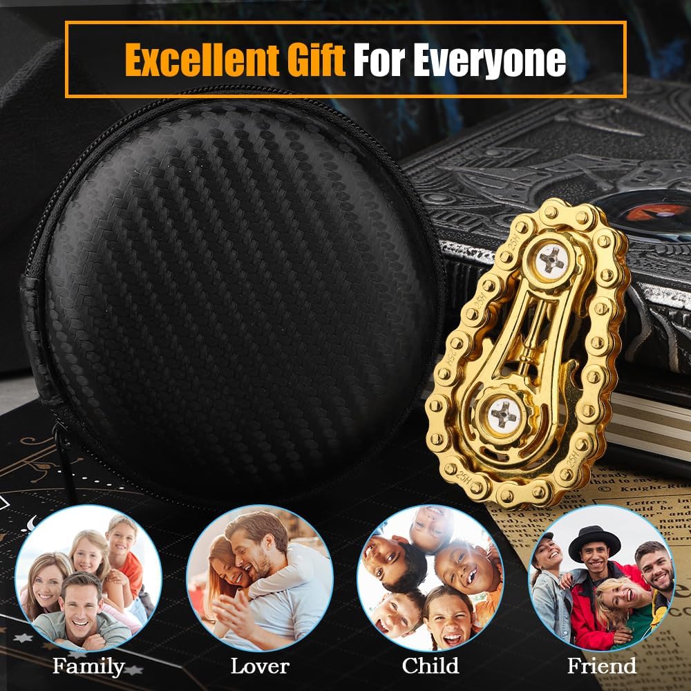 Fidget Chain Gear Toy, Metal Hand Roller Fidget Spinner for Kids Adults, Metal Assemble Sprockets Bike Chain Gears, EDC Novelty Stress Relief Desk Office Birthday Gift for Goodie Bag Fillers