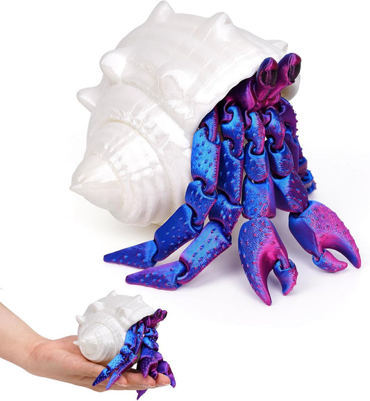 3D Printed Hermit Crab Fidget,3D Printed Dynamic Animals Toy,Full Articulated Flexible Crystal Hermit Crab Fidget Fidget Toys,Adults Fidget Toys for Autism ADHD,Home Office Decor (Blue purple)
