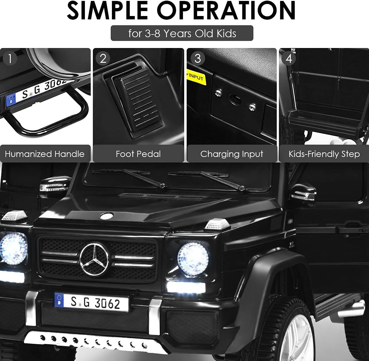 Costzon Ride on Car, Licensed Mercedes-Benz Maybach, 12V Battery Powered Vehicle Toy w/ 2 Motors, Remote Control, 3 Speeds, Lights, Horn, Music, Aux, Storage, Truck, Electric Car for Kids (Black)