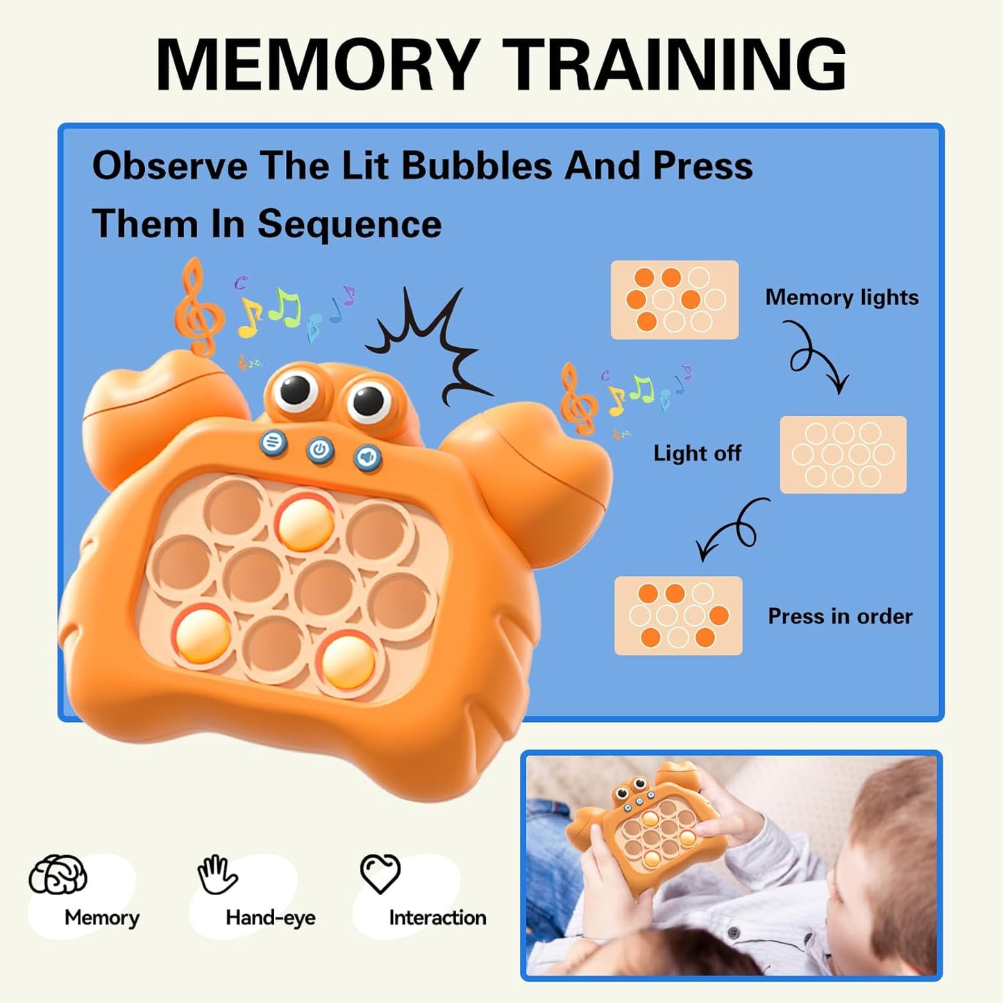 Fast Push Game,Sensory Toys Pop Game Machine,Handheld Fidget Console for Kids Adults, Birthday Gifts for Boys Girls-Green