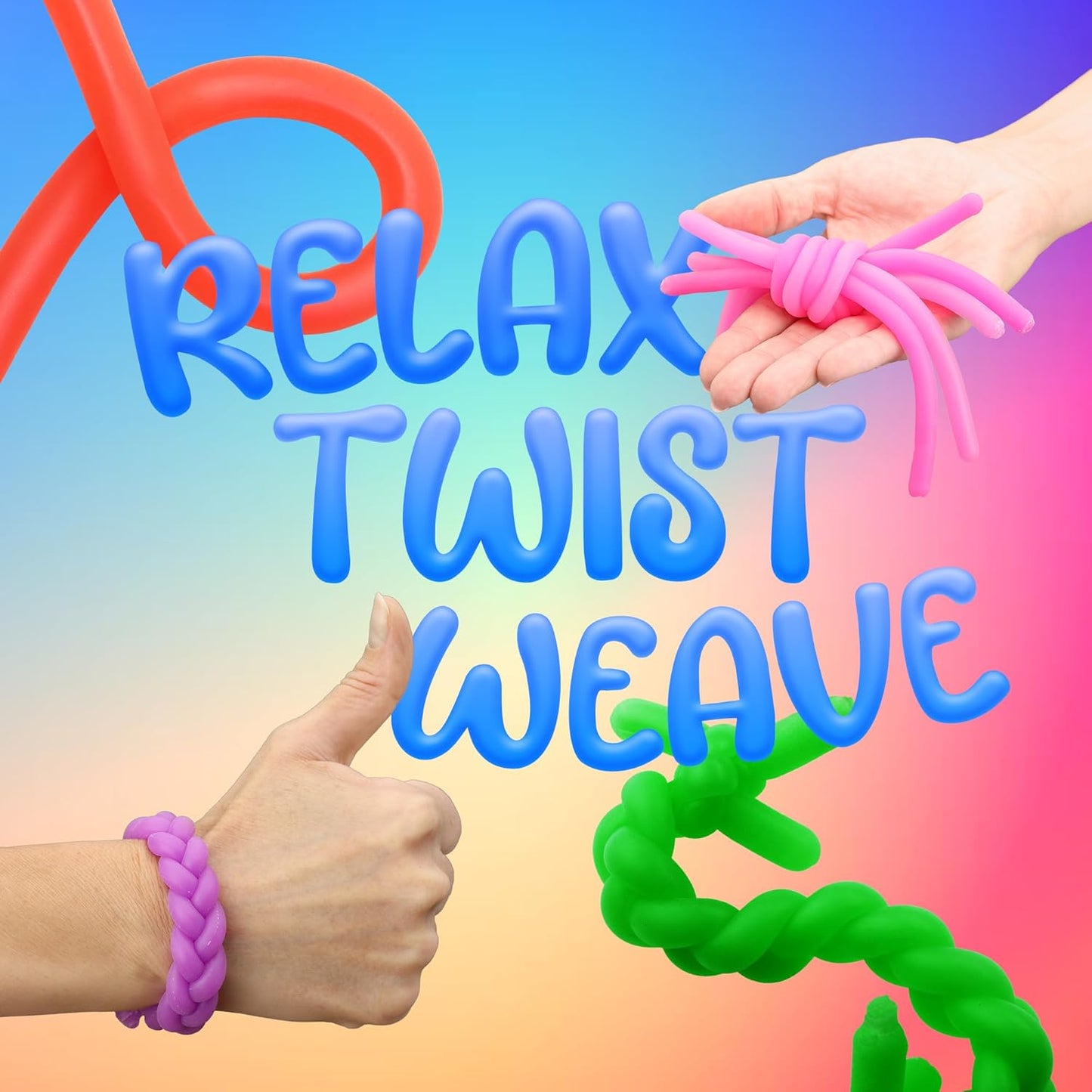 Monkey Noodles - 100 Pack - Fidget Stretchy Sensory Toys for Kids and Toddlers - Autism Sensory Products - Stretchy String - Party Favors for Kids - Treasure Box Toys for Classroom Easter Toys