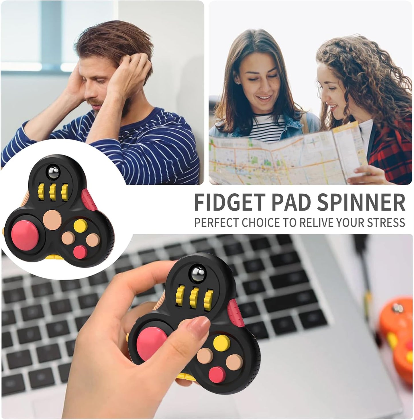 Fidget Toys Adults,3Pcs Fidget Pad Fidgets,Autism Figette Cubes,Cool Fidget Clicker Controller Desk Toys,Anxiety Relief Stress ADHD Toys,Sensory Fidget Cubes Gifts for Kids Teens Boys(A)