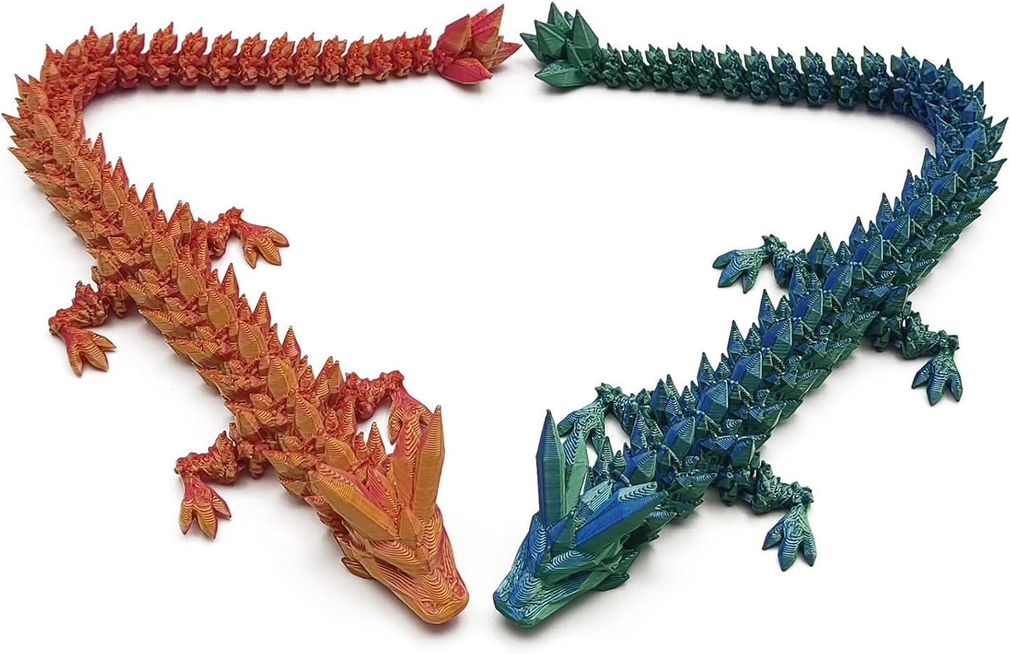 2PCS 12 Inch 3D Printed Dragon, Mystery Crystal Dragon, 3D Printed Articulated Dragon, Home Office Executive Desktop Decoration Toys, Autism/ADHD
