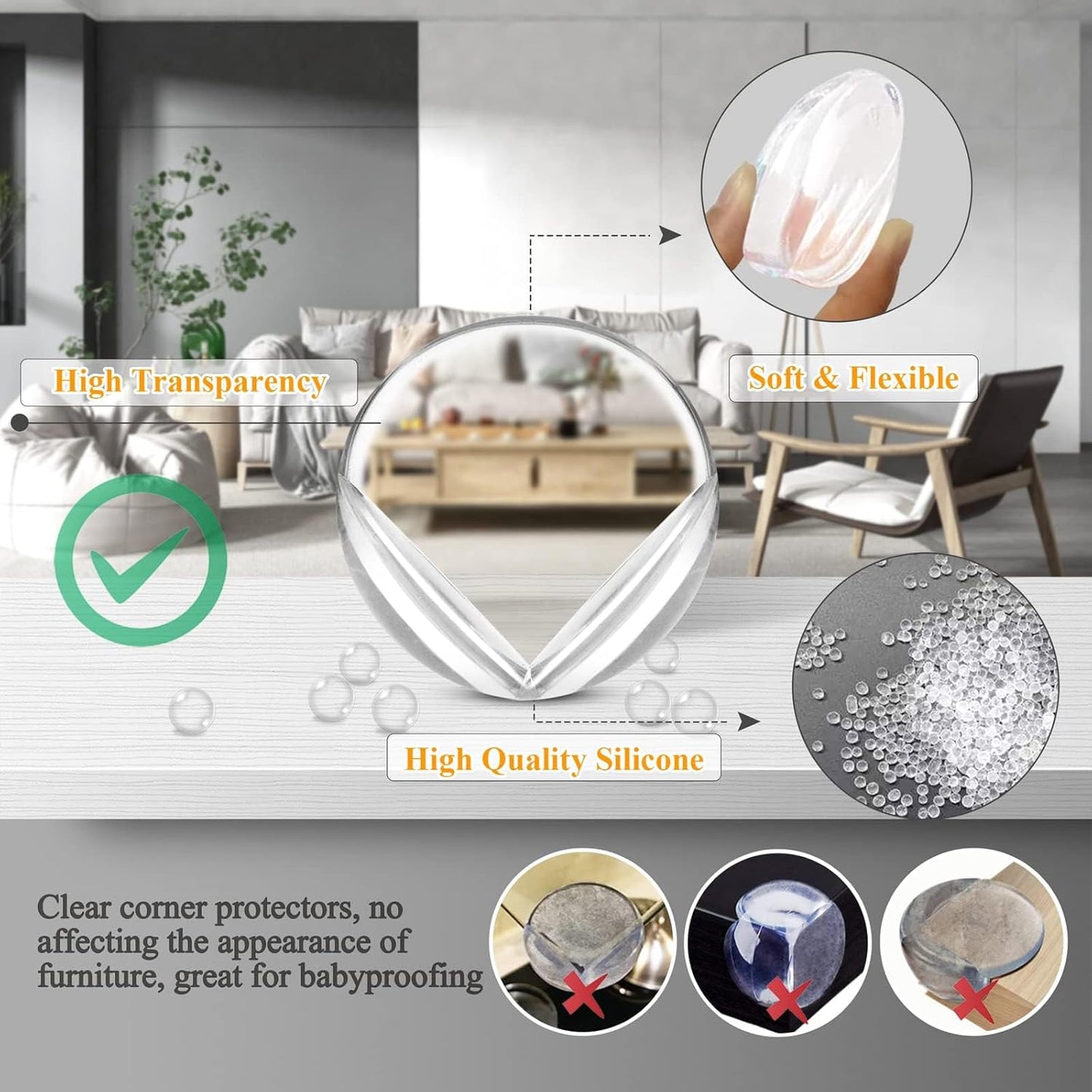 12 Pack Corner Protectors for Baby, Clear Corner Guards Protector Furniture Corner & Edges Safety Bumpers Cushion, Round, 1.6x1.6x0.8 in