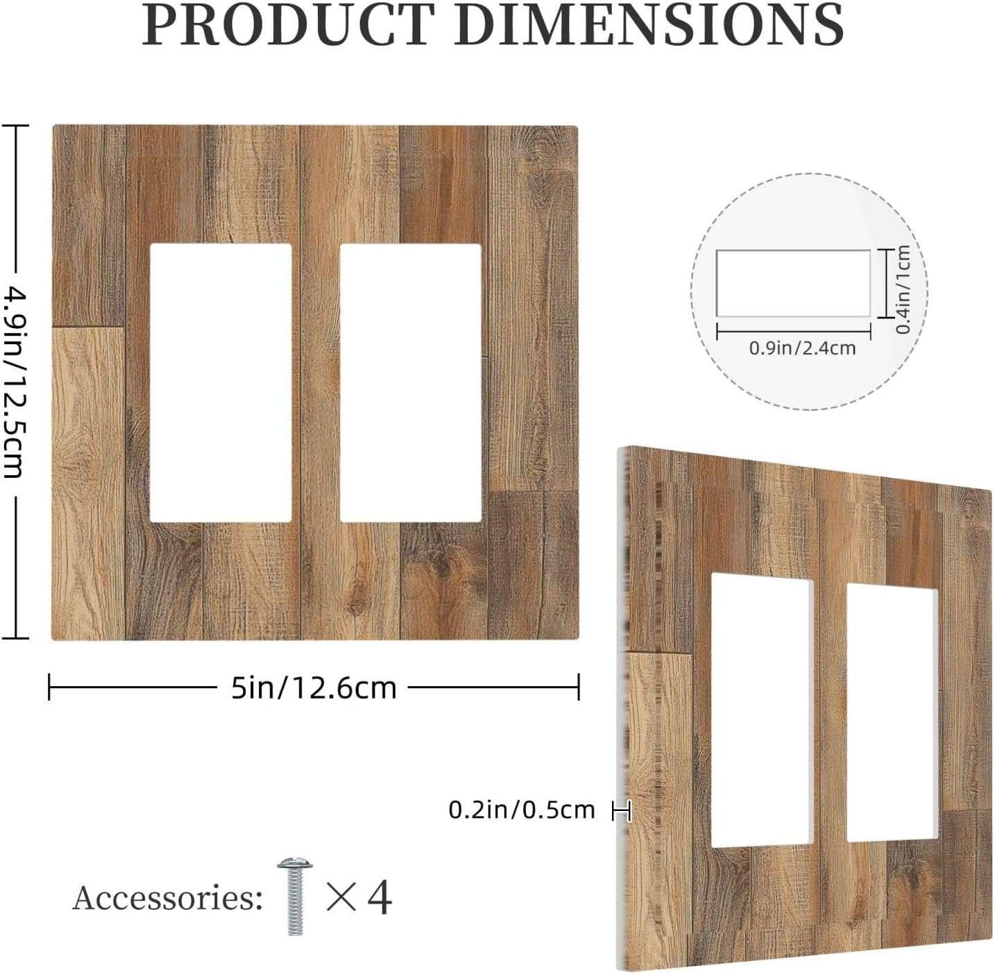 Decorative Outlet Covers Retro Rustic Brown Wood Grain 2 Gang Double Gfci Rocker Electrical Wall Panels Light Switch Cover Plate For Farmhouse Cabin Decor