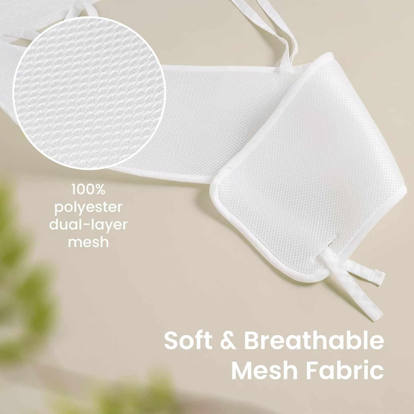 CHIPCHIP Baby Crib Rail Covers for Teething (3-Pack) – Breathable Dual-Layer Mesh Teething Guard with Storage Pocket, Fits Standard Full-Size Cribs (3pcs (01 Long Panel + 02 Short Panels))