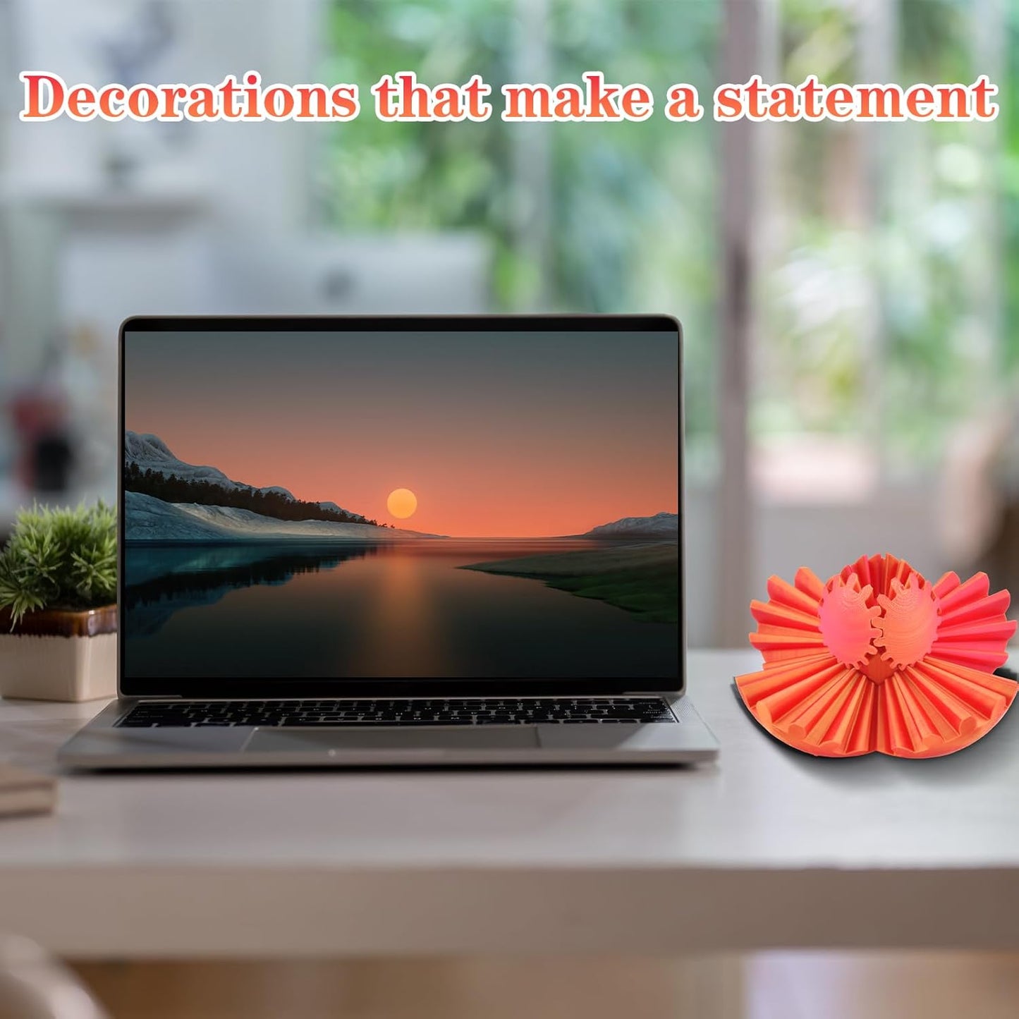 3D Printed Gear Sphere Ball – Colorful Gear Ball Fidget Gear Sphere Puzzle Cube Stress Relief Toy for Office and Home Decor Unique Gift Idea for Friends and Family (Red&Gold)