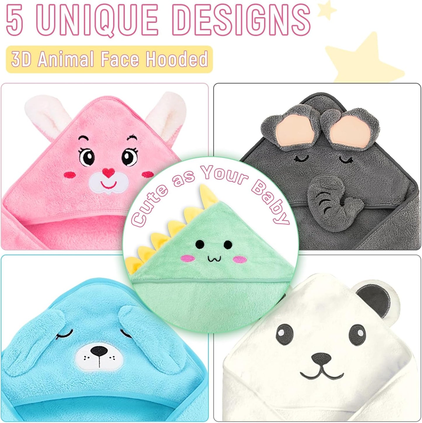 Personalized Baby Towels Hooded with Name, Custom Toddler Bath Towel with Hood for Girl Boy, Warm Swaddle Blanket, Customized Newborn Gifts - Embroidered (White Bear)