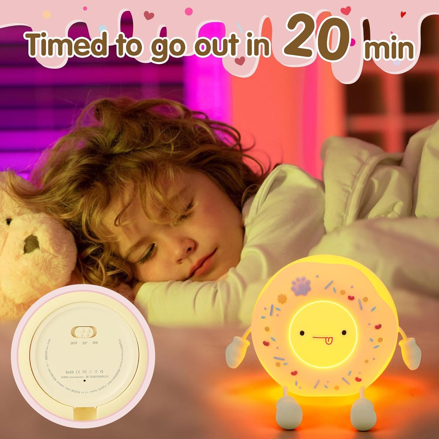 QANYI Donut Lover Lamp, Soft BPA Free Silicone Touch Night Light, Eye Caring, Stepless Dimming, Christmas Gift, Room Decor, Party, Home Office, Nursery Night Light for Kids Breastfeeding and Sleeping