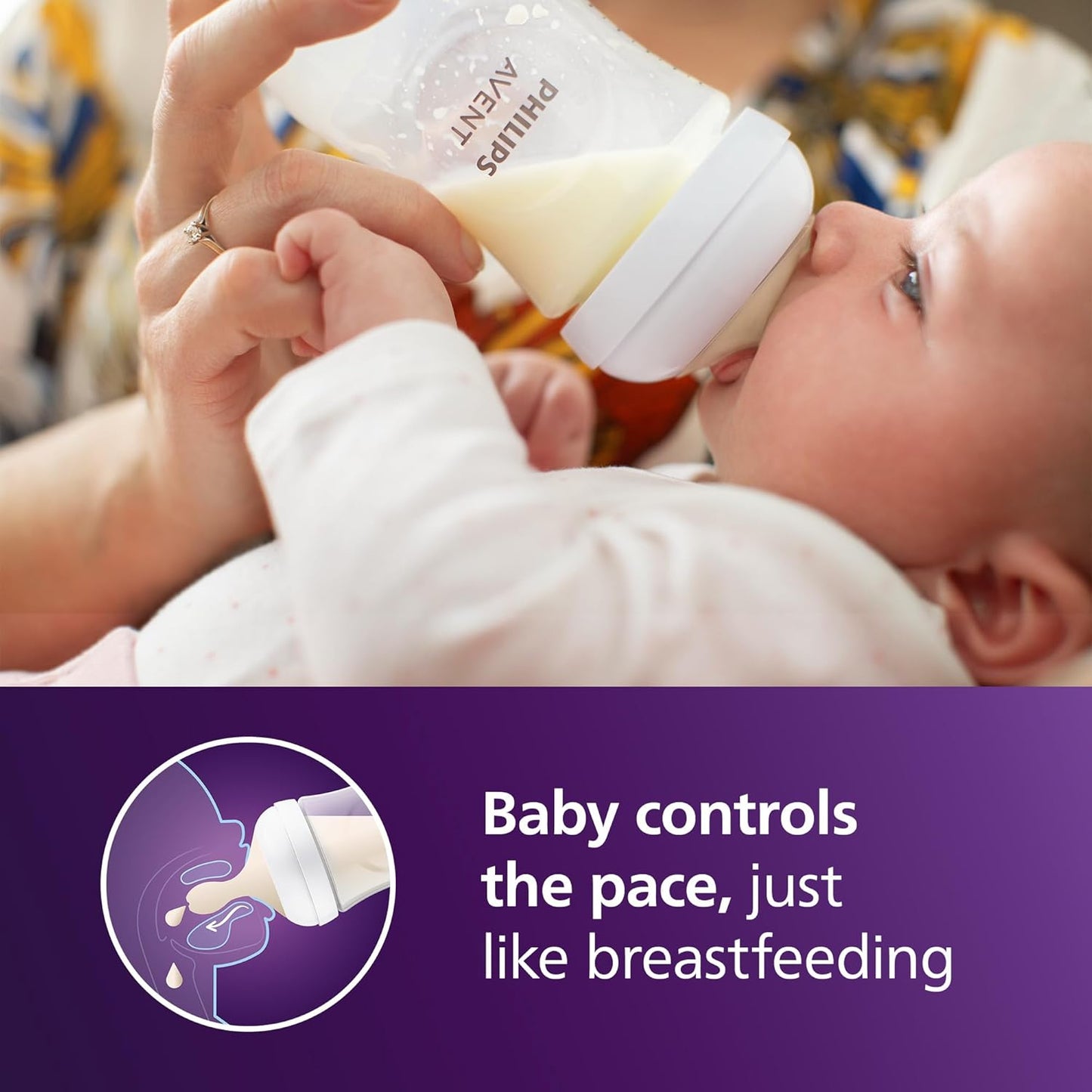 Philips Avent Natural Baby Bottle with Natural Response Nipple (Medium Flow,Flow 3), 9oz, SCY903/01