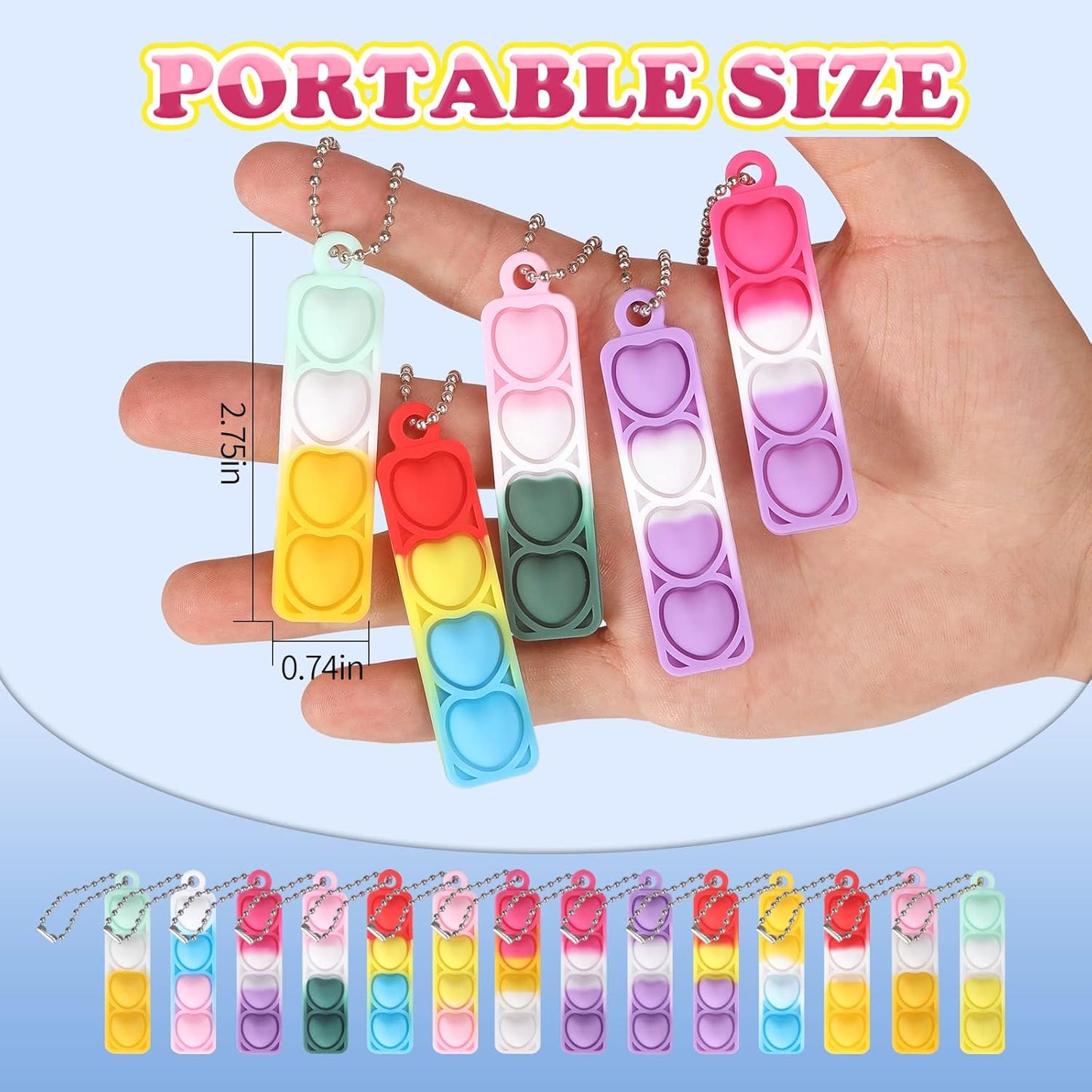 100Pcs Mini Pop Fidget Toys Bulk Party Favors for Kids Pop Keychain Sensory Toys Bag Fillers Pop Toddler Carnival Treasure Easter Classroom Prizes Stress Reliever Anti-Anxiety Toy for Boy Girl