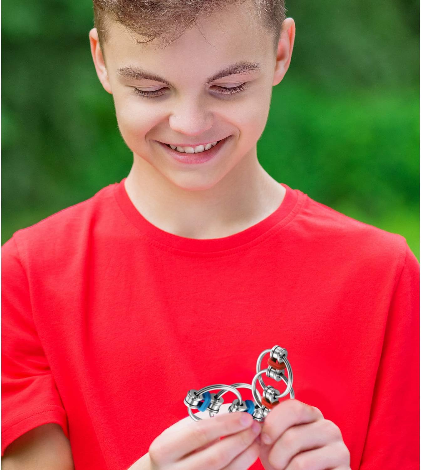 12 Pcs Fidgets Toys Set Flippy Roller Chain Toy Fidget Chain for Adults and Teenagers in Learning Help Anxiety Relief Bike Chain Toys for ADHD (4 Colors)