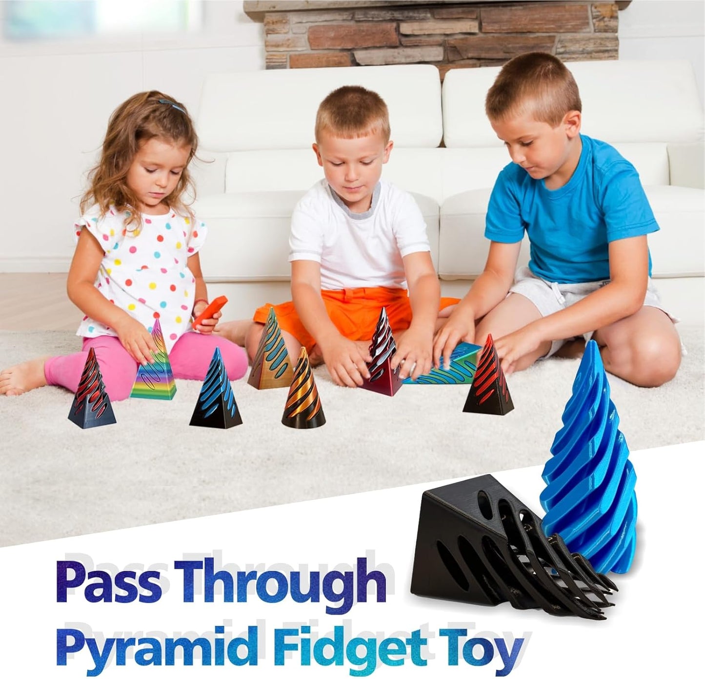 Impossible Pyramid Passthrough Sculpture-3D Printed Spiral Cone Fidget Toy, Pass Through Pyramid Fidget Toy, Vortex Thread Illusion Desk Toy for Adult, 4inch Helix Screw Fidget Toy for Stress Relief