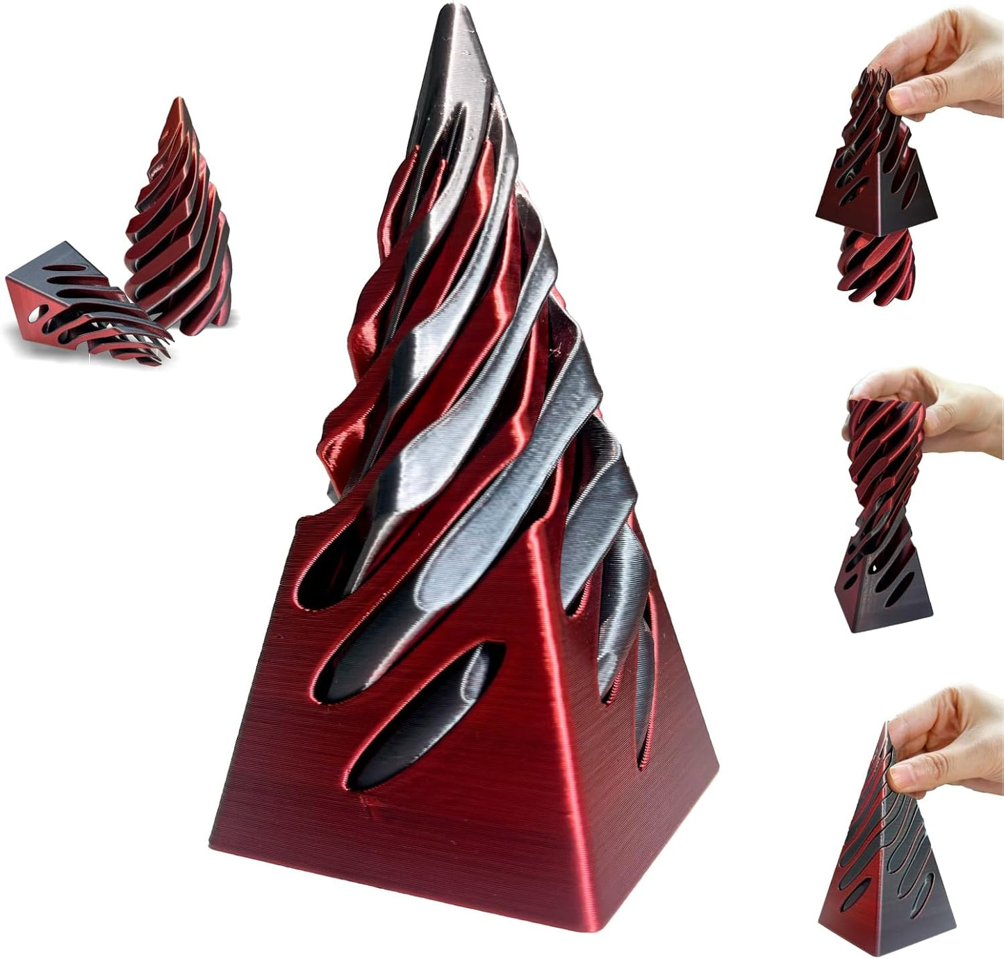 Impossible Cone-3D Printed Spiral Cone Fidget Toy, Pass Through Pyramid Desk Toy for Adult, Impossible Pyramid Passthrough Sculpture, Airplane Travel Essentials Kids for Stress Relief