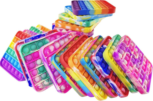 12 Pcs Pop Bubble Fidget Toys for Party Favors, Stress Relief Pressure Relieving Toys for Kids, Pop Bulk Toddler Toys for Christmas Valentine Birthday Gifts and Classroom Prizes