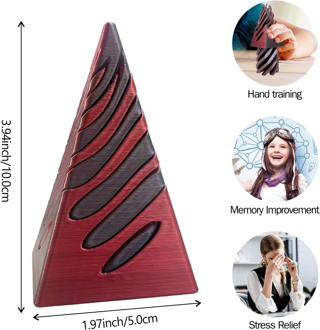 Impossible Cone-3D Printed Spiral Cone Fidget Toy, Pass Through Pyramid Desk Toy for Adult, Impossible Pyramid Passthrough Sculpture, Airplane Travel Essentials Kids for Stress Relief