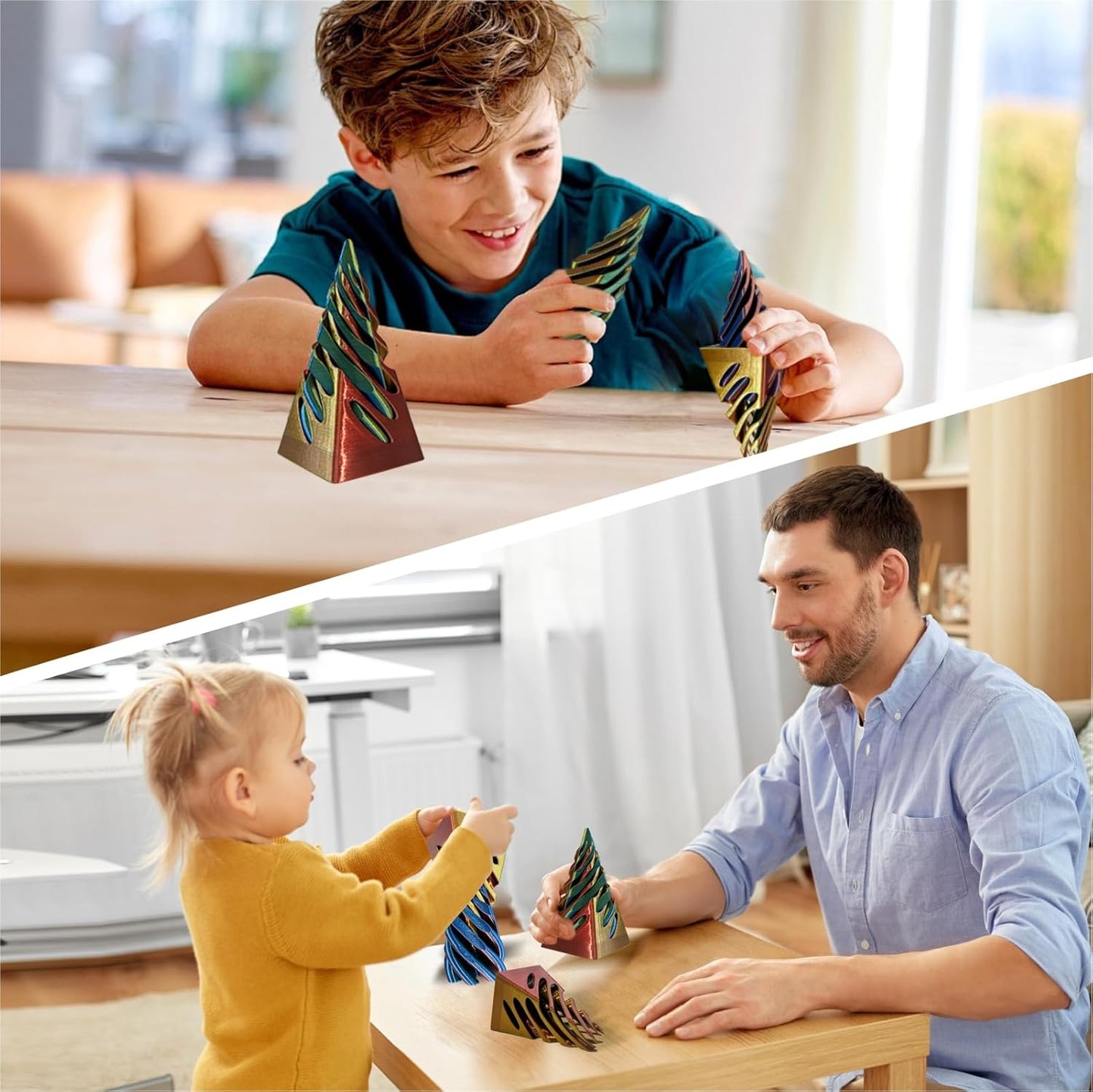 Impossible Pyramid Passthrough Sculpture-3D Printed Spiral Cone Fidget Toy, Pass Through Pyramid Fidget Toy, Vortex Thread Illusion Desk Toy for Adult, 4inch Helix Screw Fidget Toy for Stress Relief