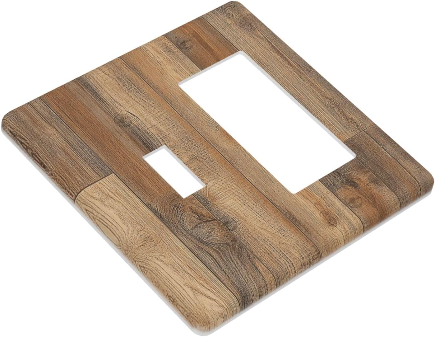 Outlet Covers Retro Rustic Brown Wood Grain 1 Toggle 1 Rocker Combination Decorative Wall Plate Electrical Switch Plates Light Switch Cover Plate For Farmhouse Cabin Decor