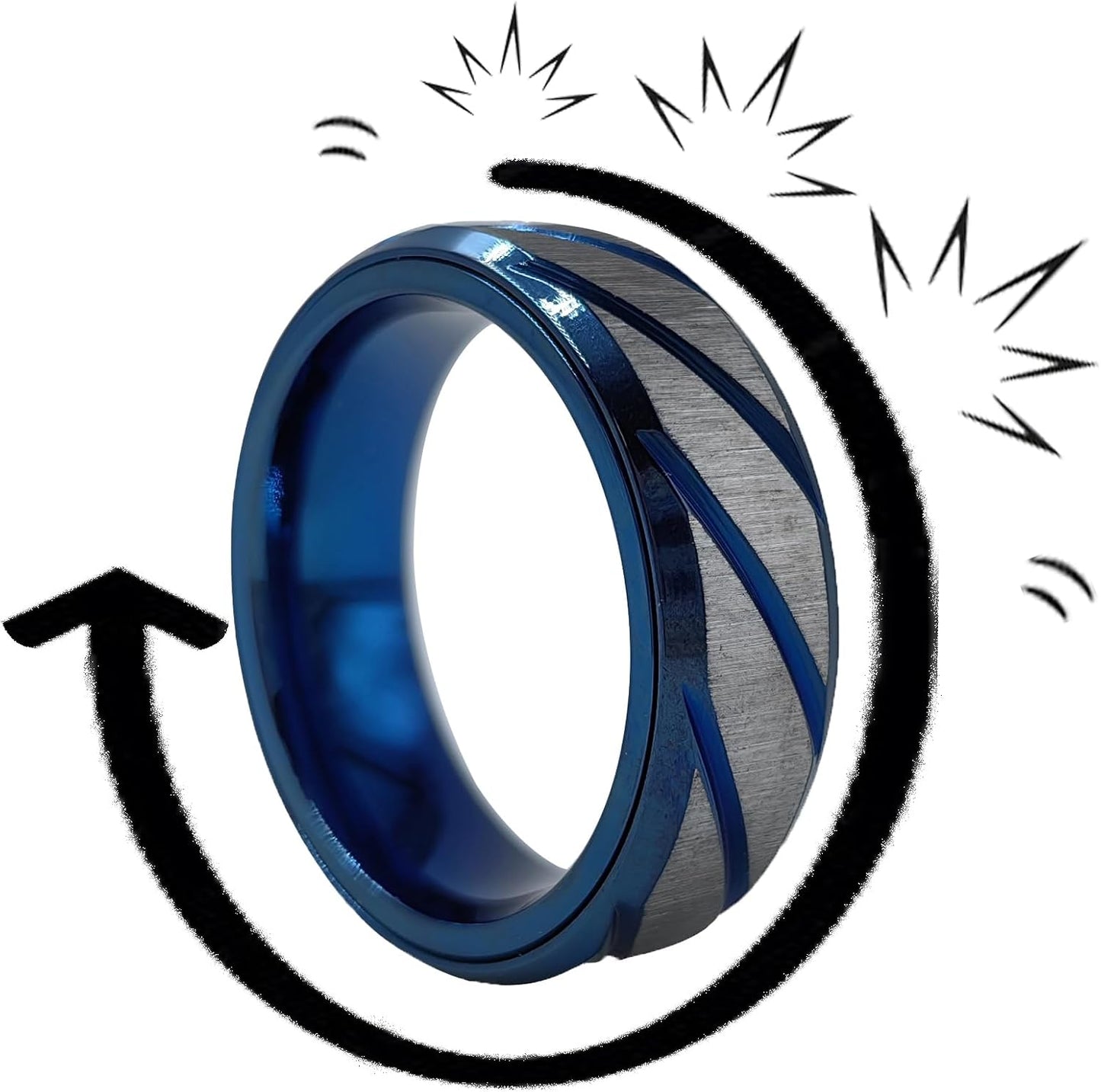 EDC Fidget Slider Fidget Toy Adult Stress Relief Metal Ratchet Ring Jewelry ADHD Recreational Fidget Toy Tactile Coin (Blue, 14)