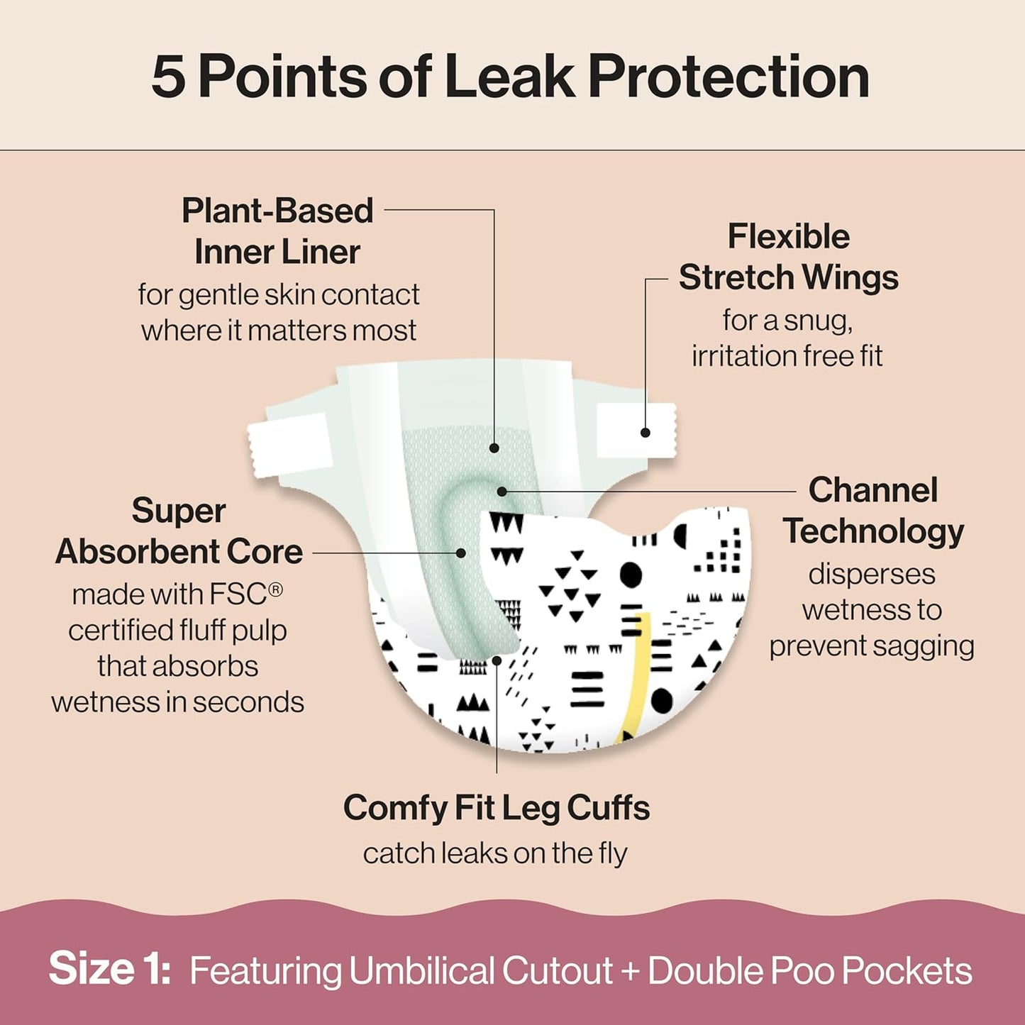 The Honest Company Clean Conscious Diapers for Delicate Skin | Up to 100% Leakproof | Hypoallergenic, Fragrance Free | Gender Neutral | Super Club Box, Size 1 (8-14 lbs), 136 Count (Prints May Vary)