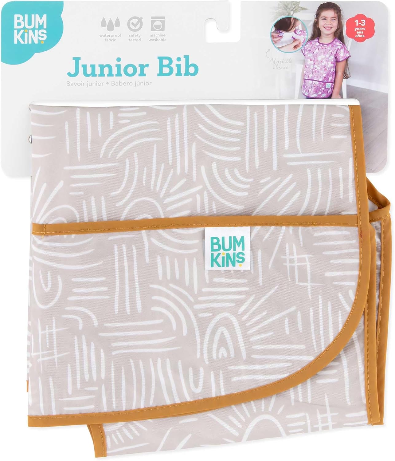 Bumkins Bibs - Toddler Bibs, Waterproof, Large for 1-3 Years, Short Sleeve