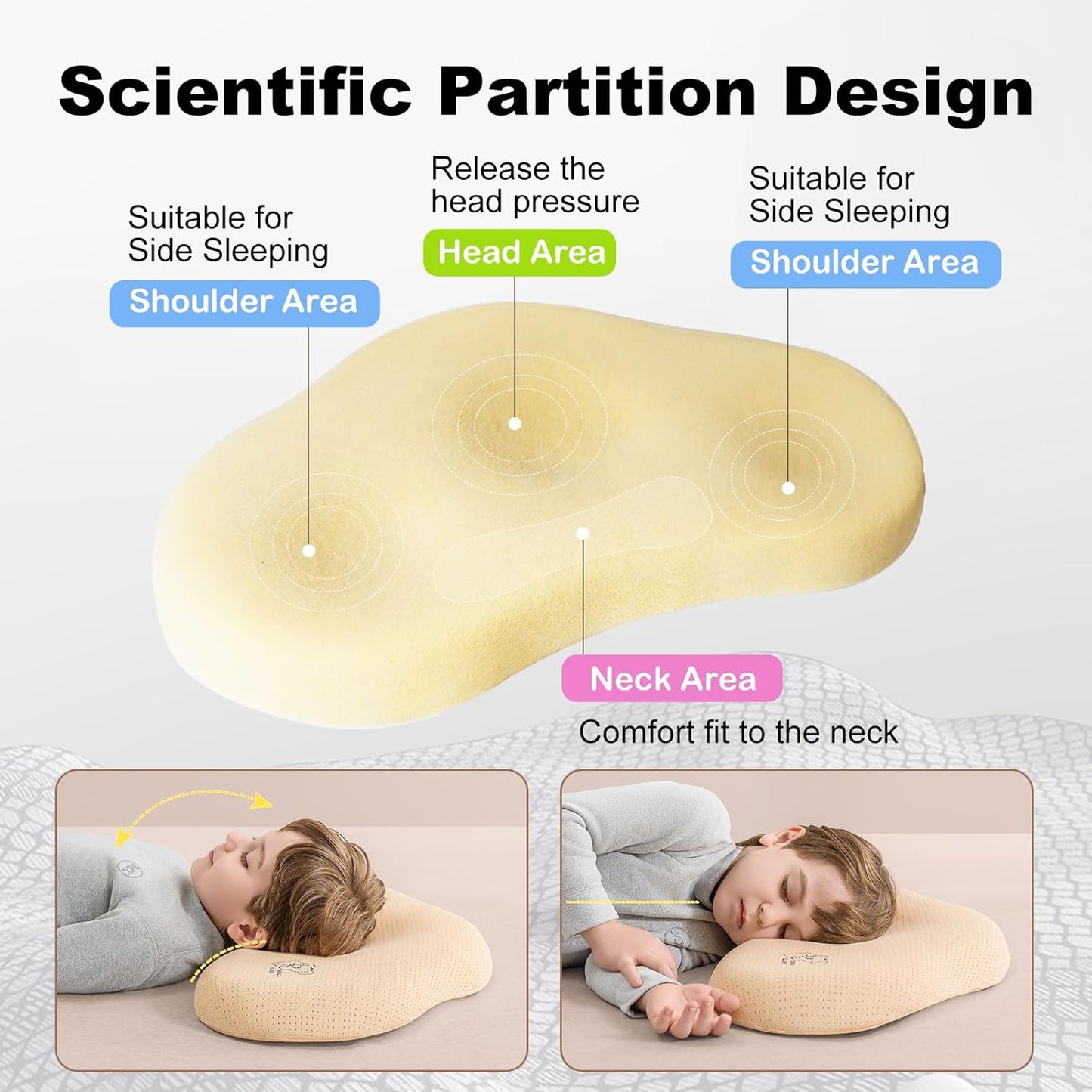 Reidio 1pc Toddler Silicone Pillow Breathable Toddler Pillow with Removable Cotton Pillowcase Kids Pillows for Sleeping Machine Washable (Rose, H1)