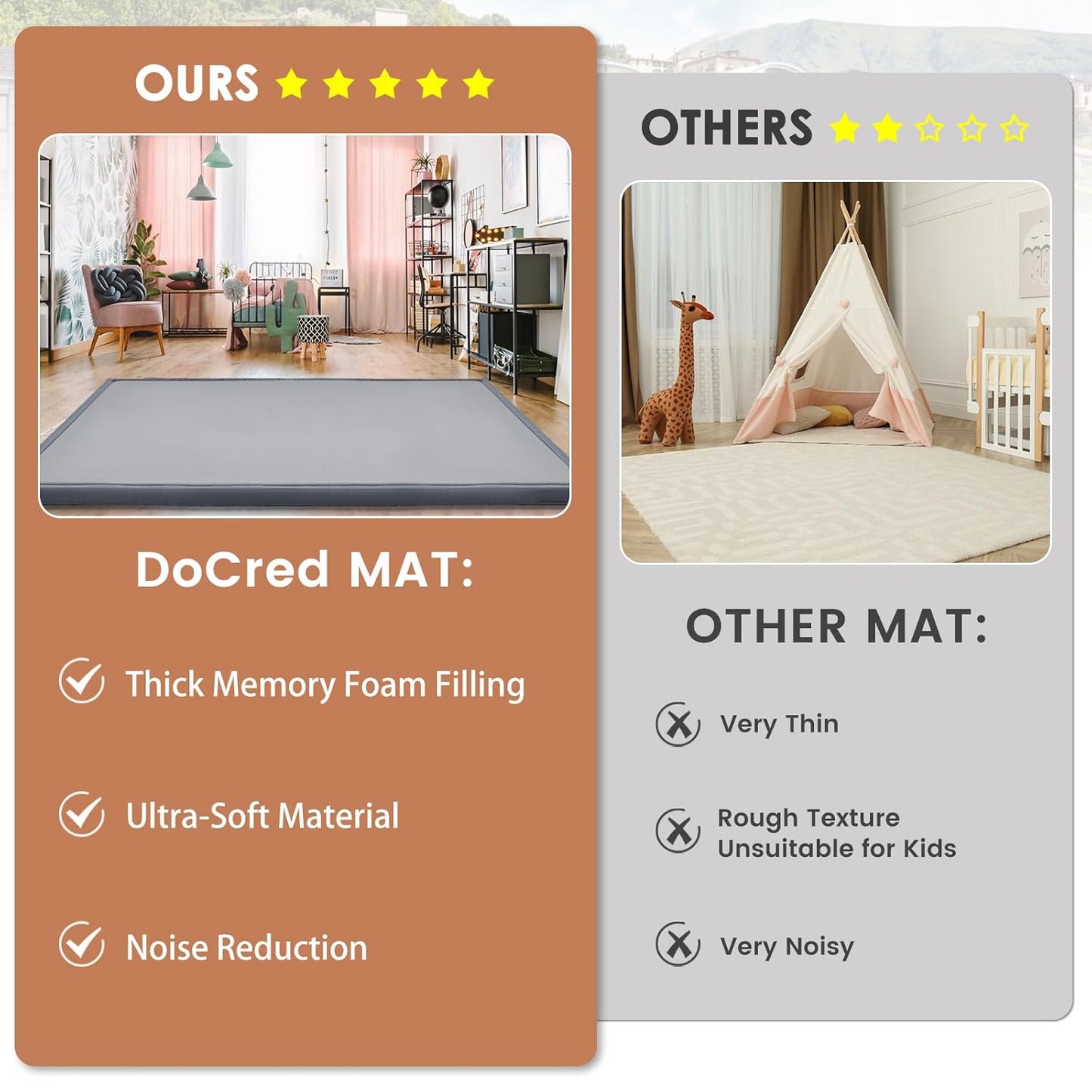 Baby Play Mat for Floor - 1.4" Thick Memory Foam Rug, 80"x80" Playpen Tummy Time Mat, Soft Velvet Nursery Rug, Large Padded Crawling Mat, Cushioned Pads for Playroom Toddlers, Infants, Yoga, Tatami