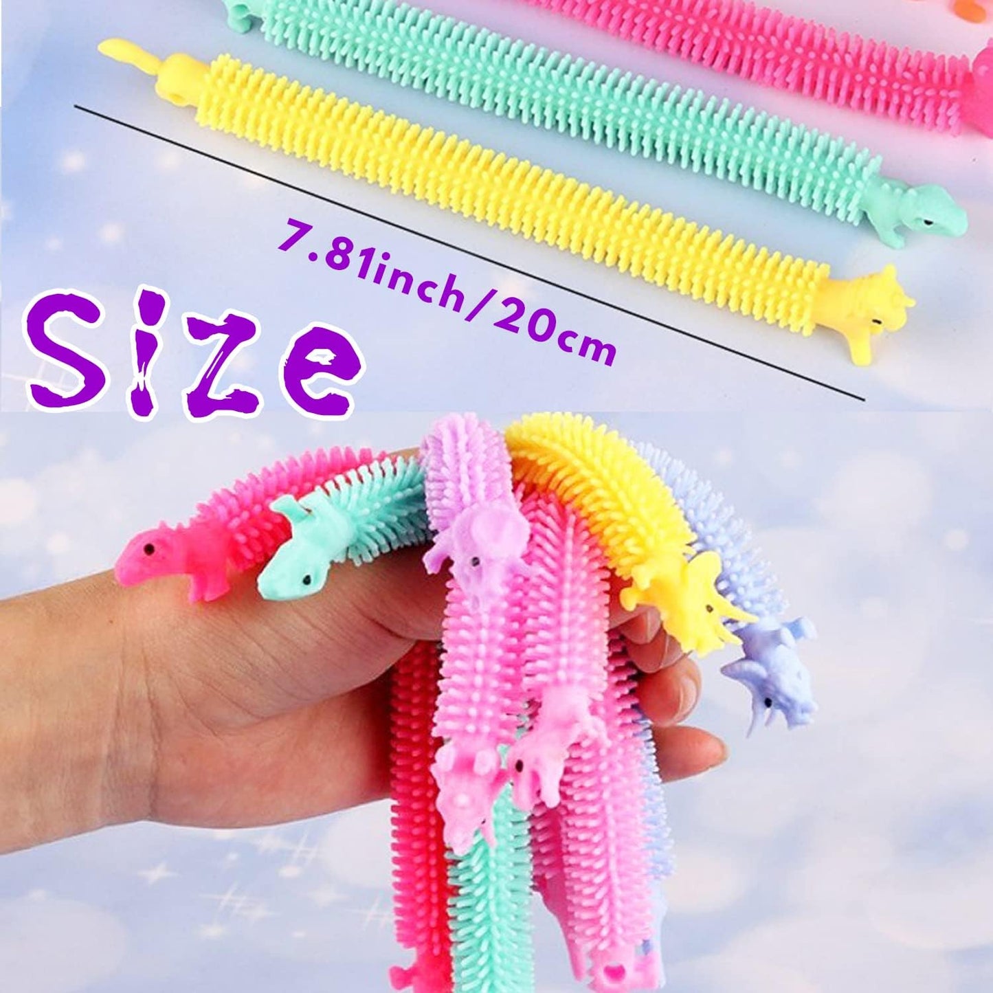 20 Pack Stretchy String Fidget Toys,Dinosaur Sensory Noodle Strings,Textured Stretchy String for Kids Adults Stress Relief,Party Favors,Christmas Stocking Stuffers