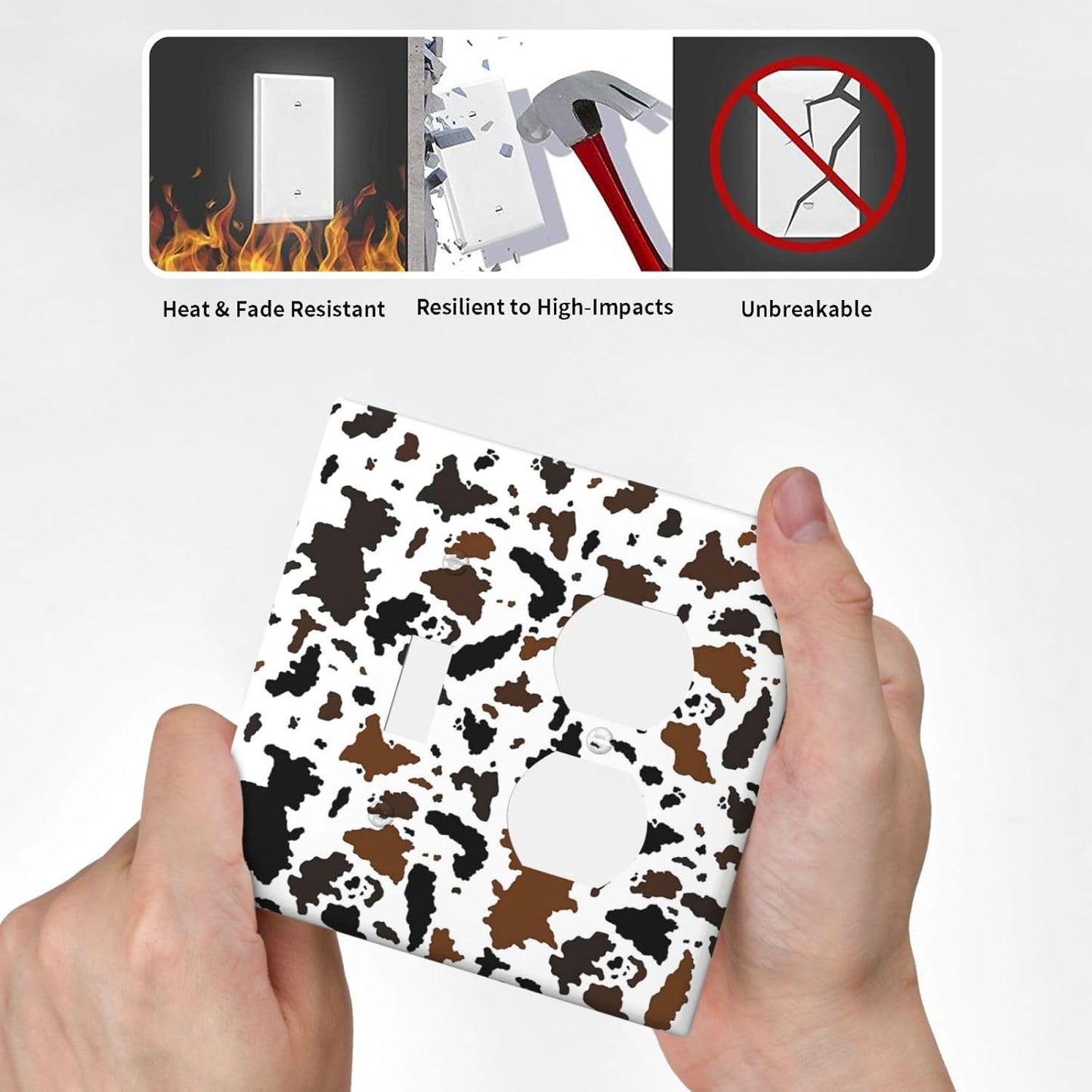 Wallplates Rustic Cowhide Highland Cow Milk Cow 1 Toggle 1 Duplex Switch Plate Electrical Gfci Faceplate Decorative Light Switch Covers For Farmhouse Home Decor