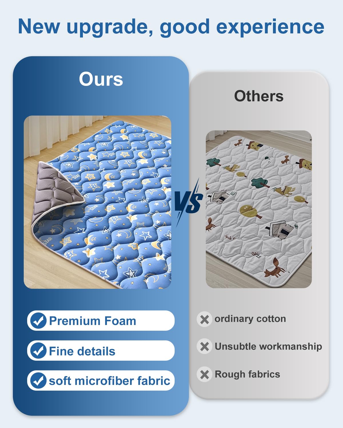 Odorless Premium Foam Baby Play Mat 4ft x 6ft, Soft Microfiber Fabric Crawling Mat for Floor- Comfortable and Hypoallergenic, Non-Slip Cushioned Floor Playpen mat for Infants,Babies,Toddlers