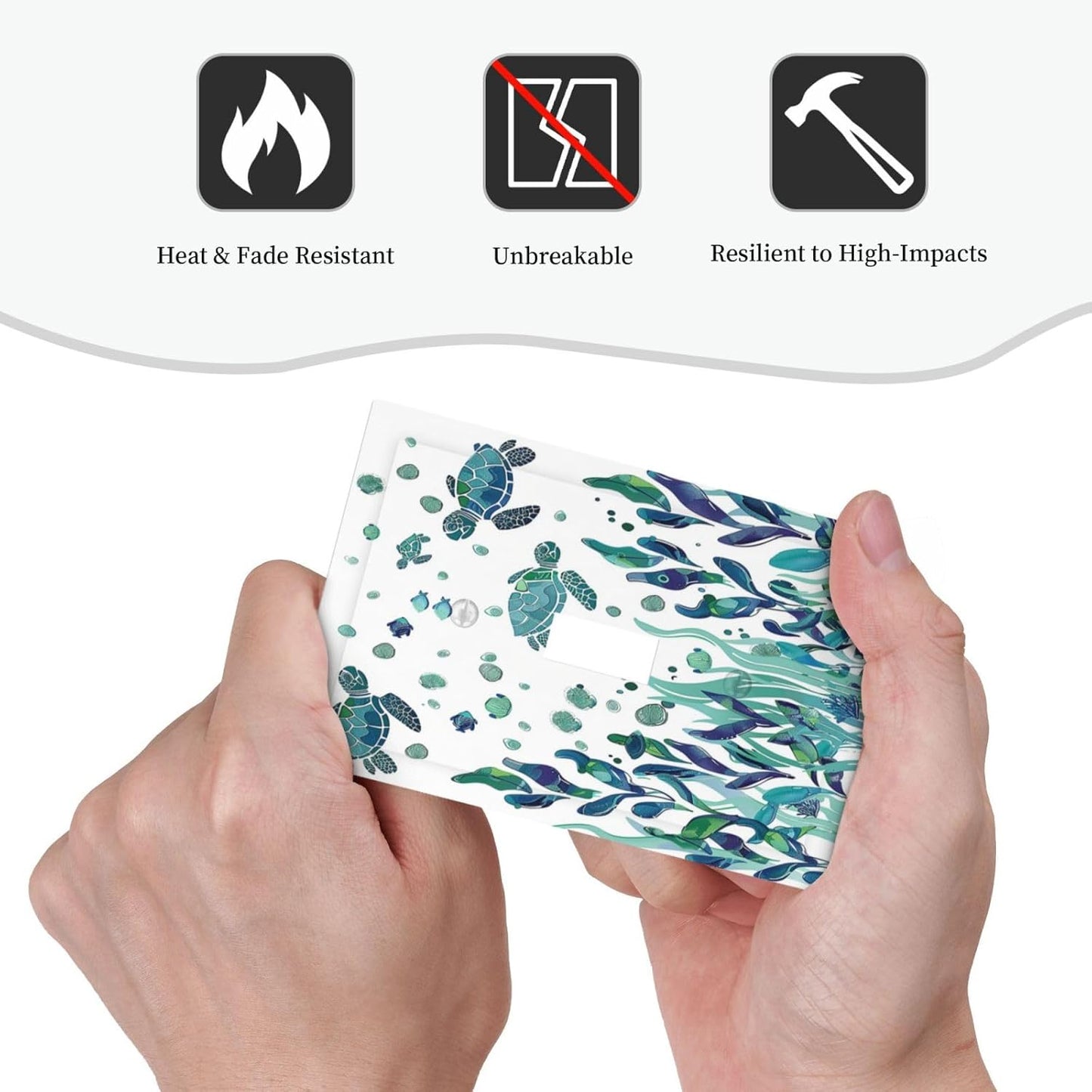 Decorative Light Switch Cover Vibrant Turtle Seagrass Watercolor Painting 1 Gang Single Toggle Device Electrical Faceplate Switchplates Decorator Outlet Wall Plate for Bathroom living Room