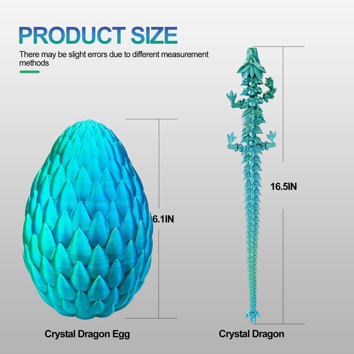 3D Printed Dragon with Dragon Egg 16.5'' Articulated Dragon Crystal Dragon Fidget Dragon Egg Toys Executive Desk Toys (Red, Dragon Only)